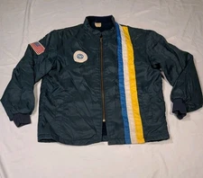 Vintage 70s Bell Telephone Jacket Blue Fleece Lined Striped Workwear Sz XL 