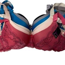 Bundle Of Six Lace Contrast Bras With Smooth Construction Lace Trim Detail