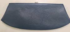 Vintage 60s Black Vinyl Curved Structured Clutch Purse Gold Frame Evening Bag