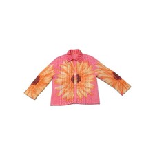 UBU Reversible Sunflower Jacket Women's Pink Crinkle Textured Art Coat Size M