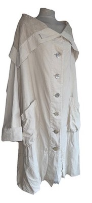 BITTE KAI RAND Linen Trench Coat Womens Off White Button Front Size M/L Loose