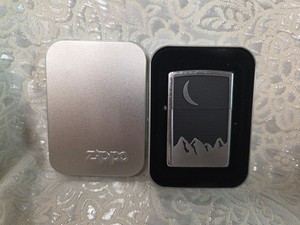 Vintage Zippo Lighter Moon Over Mountains