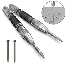 2 Super Strong Automatic Centre Punch Adjustable Spring Loaded Metal Drill TooL