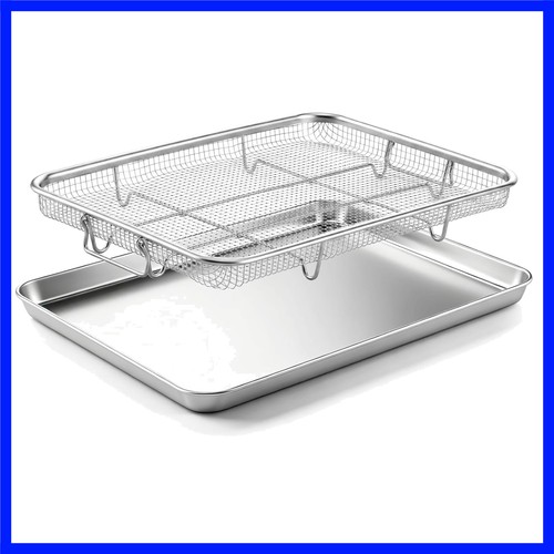 Cesta y bandeja para freidora de aire, bandeja para hornear de acero inoxidable de 16x12 pulgadas