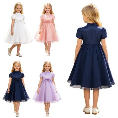 Kids Girls Ball Gowns Birthday Dress Graduation Tulle Baptisms 3D Applique Prom