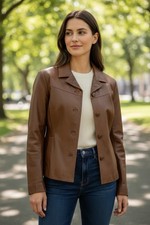 Wilson Maxima Vintage Women s 90s Brown Leather Jacket Button Up Size M