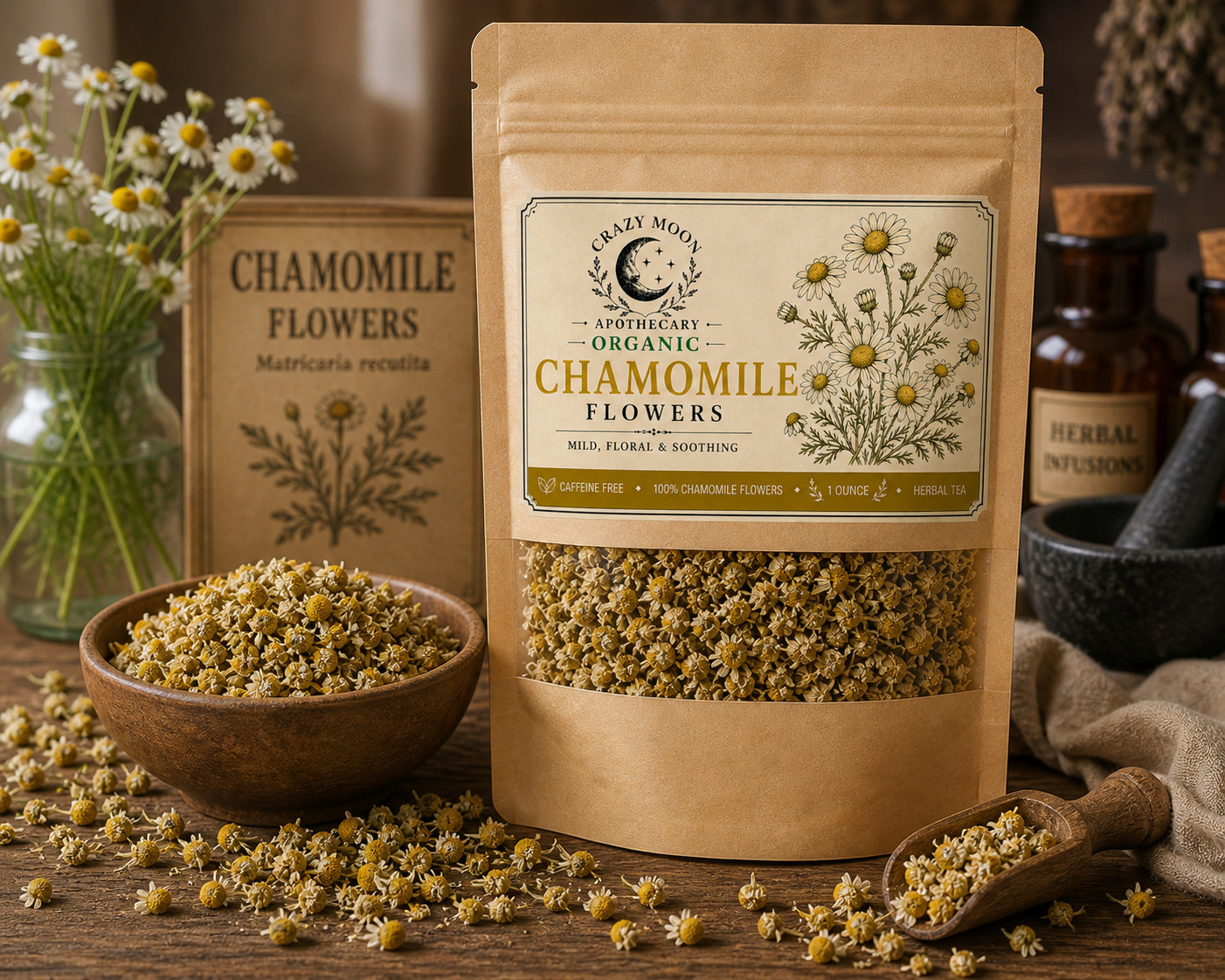 Organic Whole Chamomile Flowers - Herbal Tea - Alternative Remedies