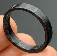 Video Certified Icy Black A Jadeite Jade Rectangle Circle Ring NO. 7     419800