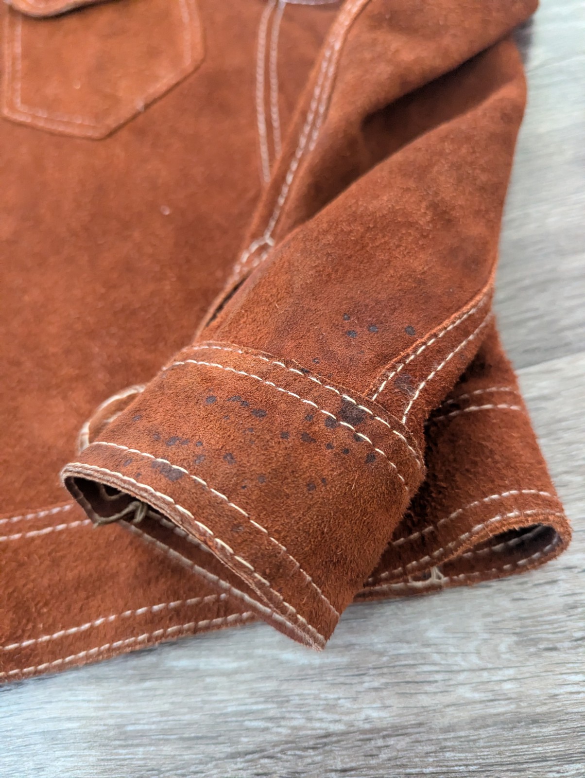 Vintage Brown Suede Button Front Basic Jacket Men… - image 4