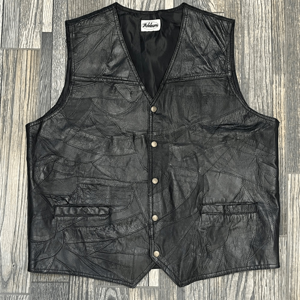 Vintage Ashburn Soft Patchwork Leather Biker Ridi… - image 7