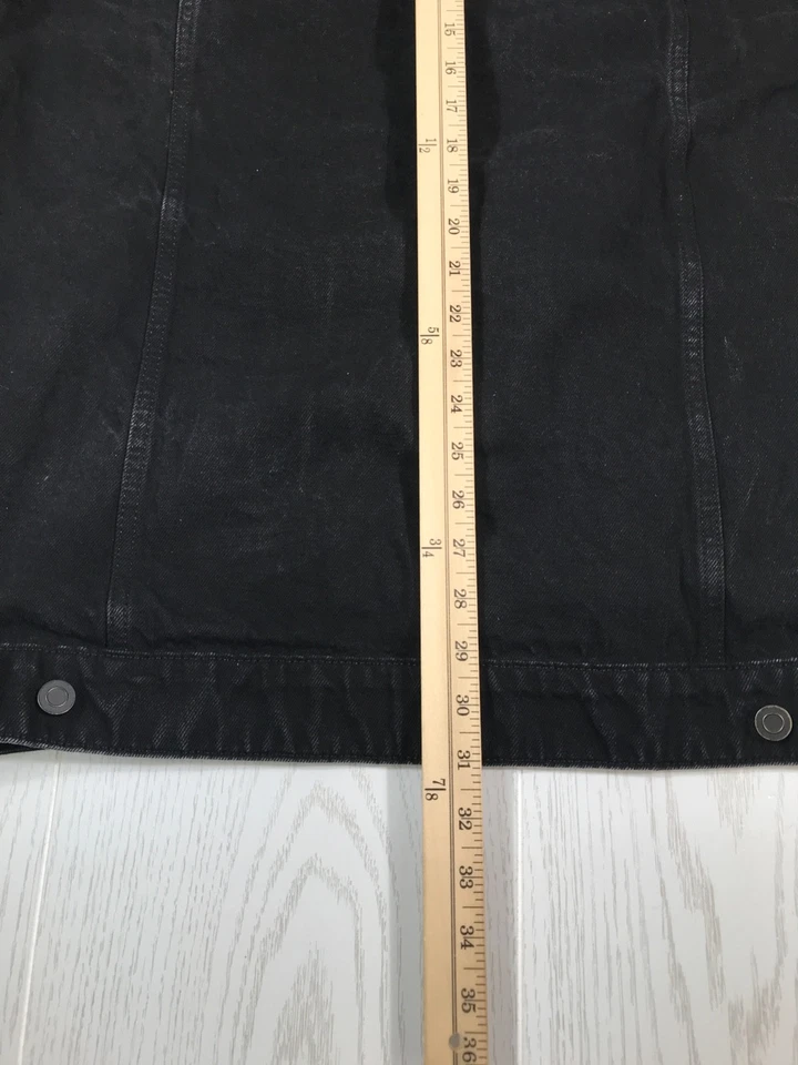 ASOS Design 牛仔夹克男式 XL 高黑色夏尔巴内衬领 100% 棉复古 — 第 4/4 张图片