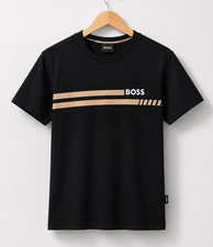 Image of Mans hugo boss Gold T-shirt cotton crew neck colour Grey,white summer top