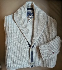 Tommy Hilfiger Herren Strick Jacke Gr. L Lammwolle Grau