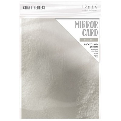 Craft Perfect Mirror Cardstock 8.5''X11'' 5/Pkg-High Gloss Chrome Silver - 3 Pack