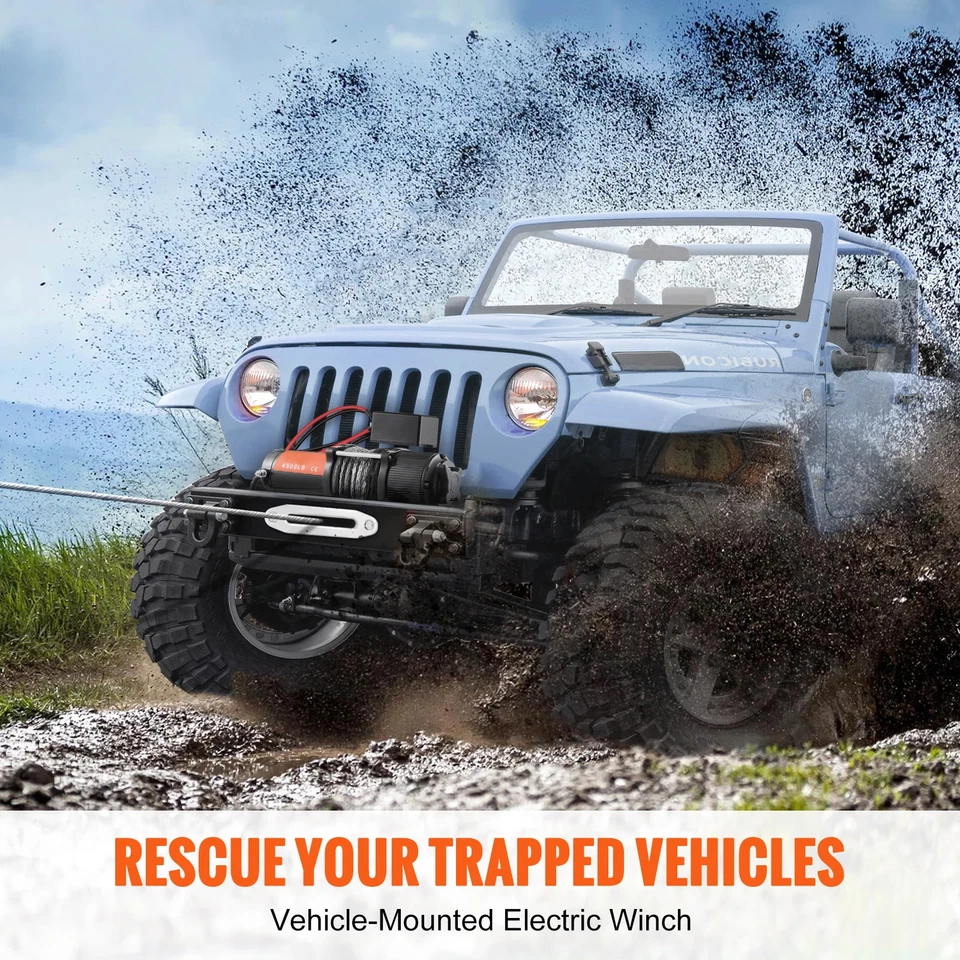 Cabrestante eléctrico ATV/UTV cuerda de nailon/acero cabrestante para remolque de camión Jeep todoterreno SUV Foto 2 de 4