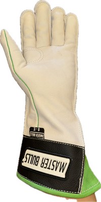Bull Riding Glove Adult Left Hand - Brazilian Made- Master Bulls White w Black &