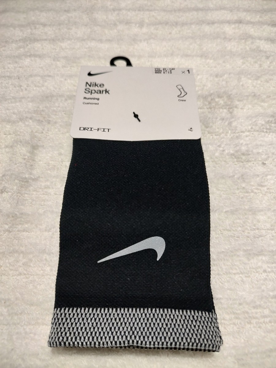 Nike Spark Cushioned Crew Running Socks Black CU7200 010 Men's Size
