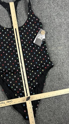 Hurley Icon Cheeky Icon Women’s Swimsuit Black All Over Colored Logos XL 1-Piece - Picture 2 of 7