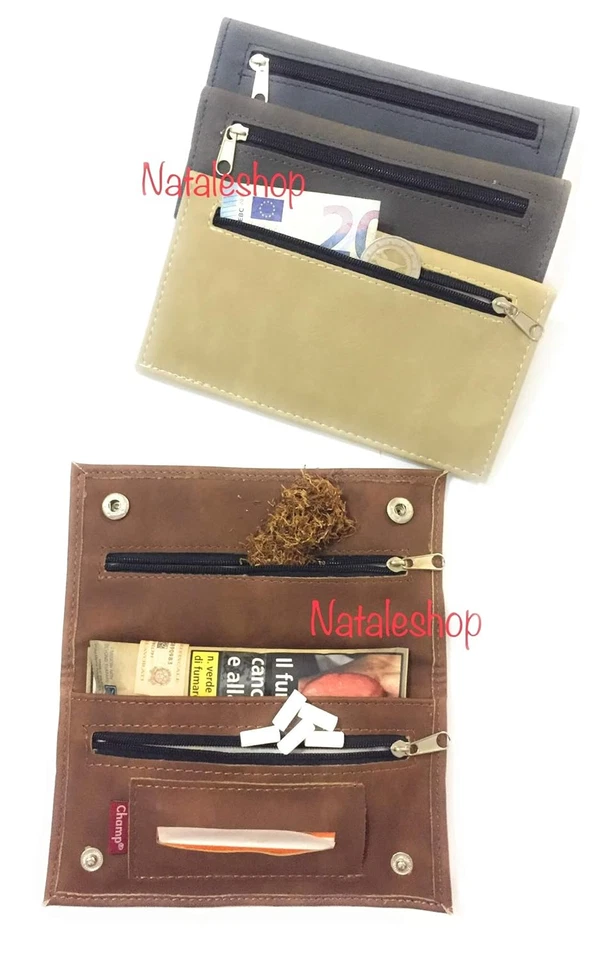 CAMPIONE Porta Tabacco in Pelle, Beige - Immagine 4 di 4