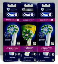 Lot of 3 Oral-B Cross Action Replacement Electric Toothbrush Heads 9 Count NEW