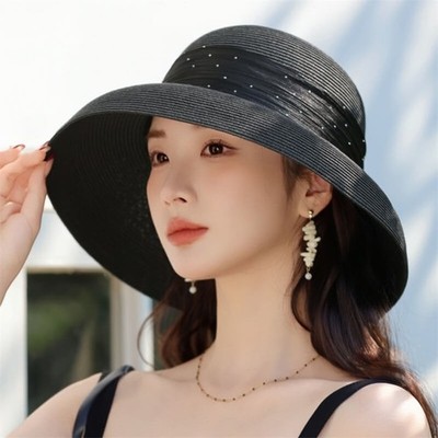 Sun Hats Women UV Protection Straw Wide Brim Vintage Fancy  display picture 3
