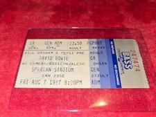 VINTAGE ORIGINAL CONCERT TICKET STUB DAVID BOWIE AUG 7 1987 SJ SPARTAN STADIUM