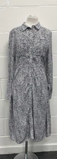 BNWT Marks & Spencer Ivory Mix Long Sleeve Shirt Dress UK 10