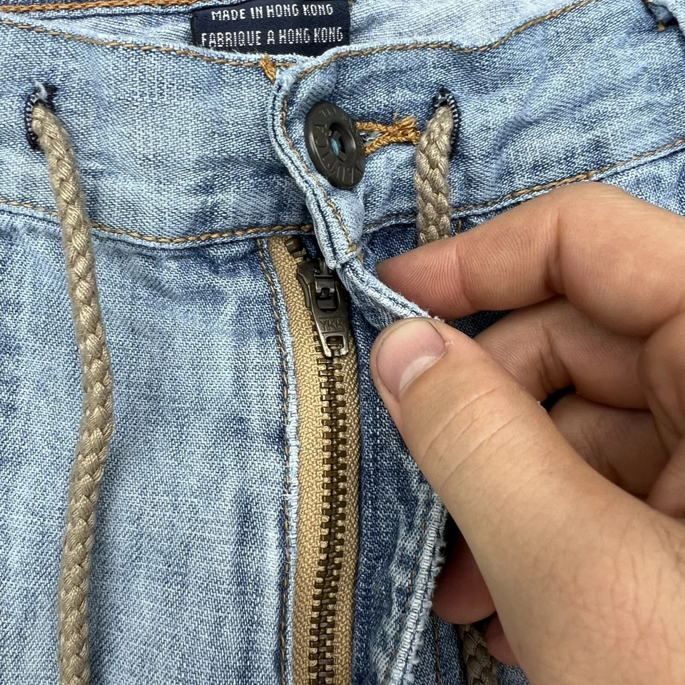 Vintage Nautica Jean Shorts Mens 33x13" Blue Front Cargo Drawstring Baggy 90s - Image 2 of 4