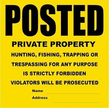 Posted Private Property No Trespassing Sign for Outdoors - 10 Signs, 11" x 11"