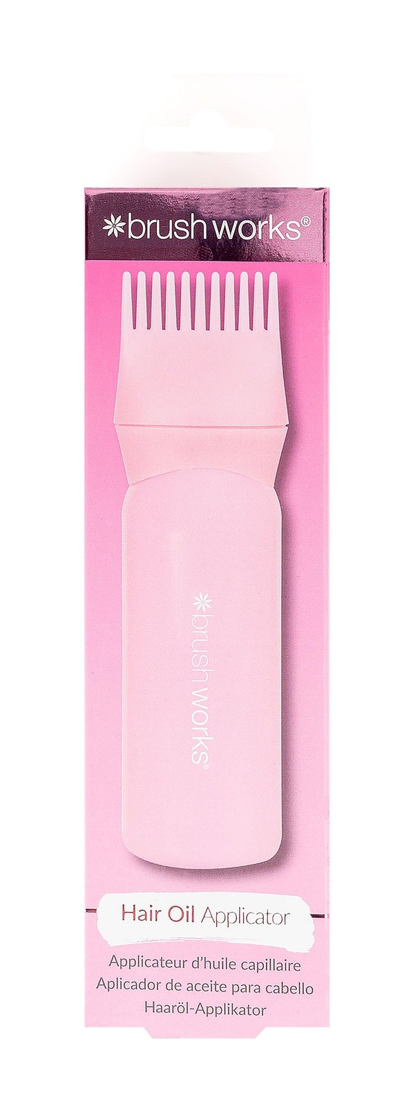 Brushworks Hair Oil Applicator - Easy-Use Comb-Head Serum & Medium, Pink