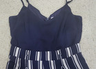 Love & Peace Spaghetti Strap Jumpsuit – Navy &White, Sz S, Pockets, Back Zip — photo 2