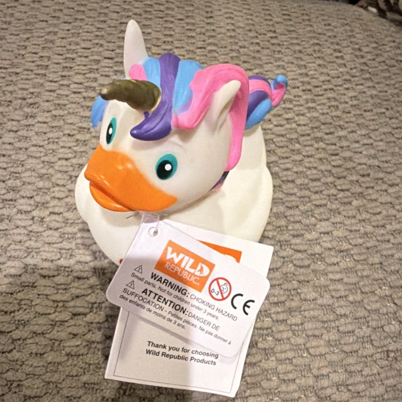 Wild Republic Rubber Duck Unicorn MNX-SZ2021 D2 Bath Toy White Pink Blue Gold