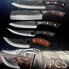 Stainless Steel Kitchen Knife Set 7PCS Boning BBQ Fish Utility Cheese Pizza