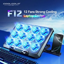 COOLCOLD Laptop Cooling Pad, 12 Silent Fans, 5-Level Height  Dual USB Ports