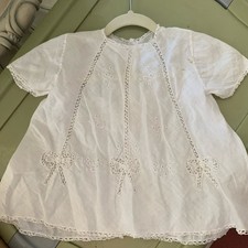 Vtg handmade cotton lawn infant dress Newborn White
