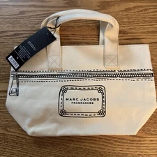 New Marc Jacobs Canvas Mini Tote Bag Fragrances Cream Purse Open Top Cotton