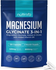 Magnesium Glycinate 3-in-1 2000mg Magnesium Supplement with Vitamin B6 120 Pills 0.06 per thousand milligrams