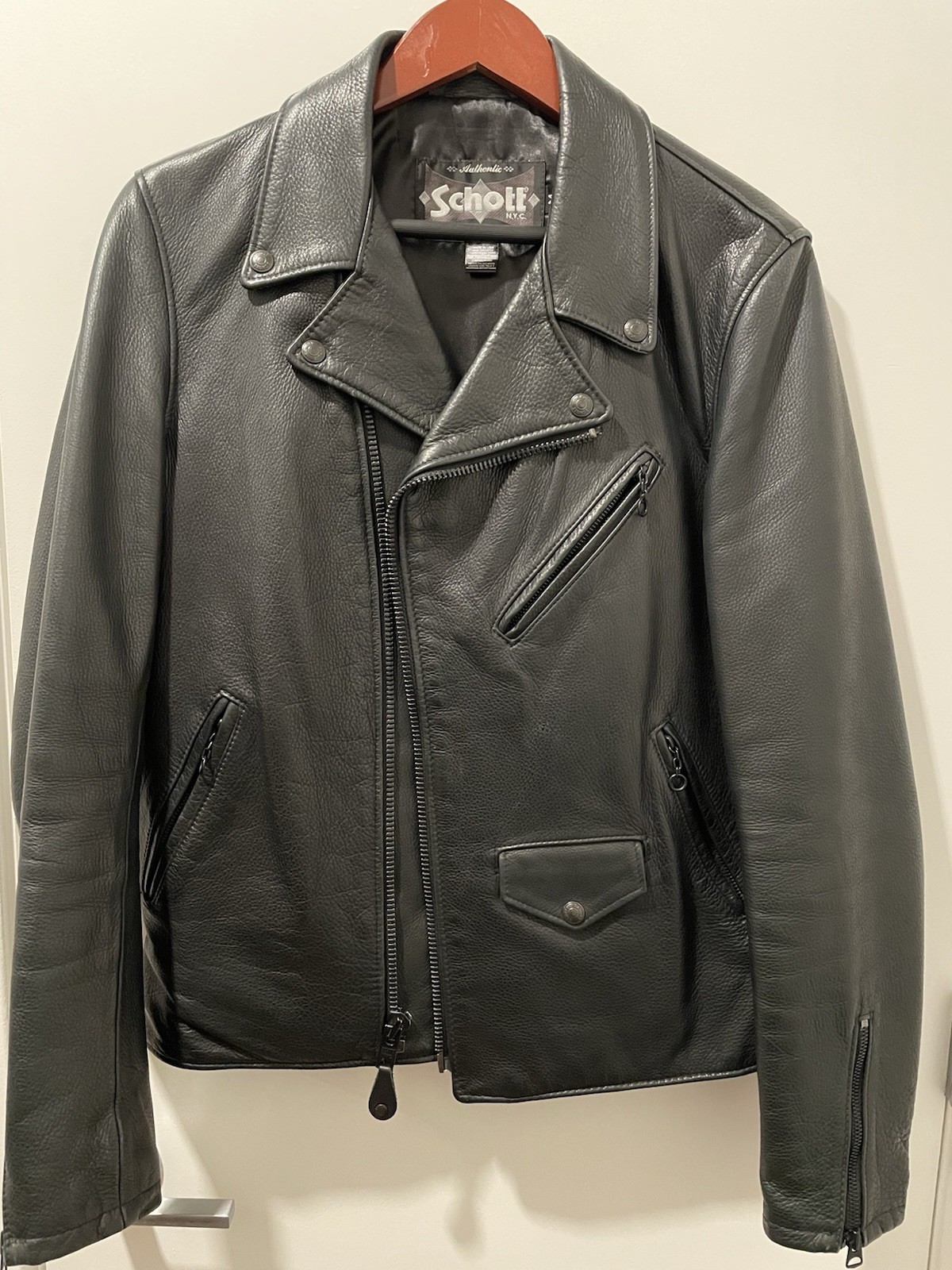 Schott 526UR2 Black Double Rider Leather Jacket Size … - Gem