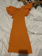 Orange Zara Dress With Statement Sleeves