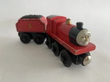 Thomas & Friends Wooden Railway Train Tank Engine - James w/ Tender - Wood