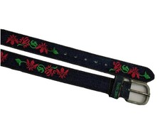 Vintage Diesel Ladies Embroidered Dark Denim Belt, Size 38/95 MADE IN ITALY EUC
