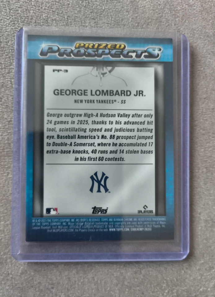 Topps 2025 Bowman Draft Prized Prospects G. Lombard Jr. PP-3 / 70/199 NY Yankees - Bild 2 von 3