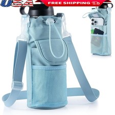 Neoprene Water Bottle Carrier Hands-Free Adjustable Strap Storage Hiking Gym New