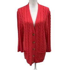 The Great Cable Knit Cardigan Sweater Jumper Womens 2 Coral Pink Career Preppy