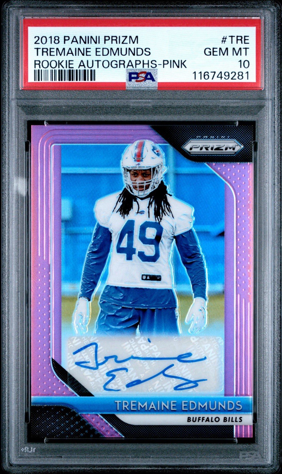 Tremaine Edmunds Panini Prizm Rookie Autographs #TRE Pink