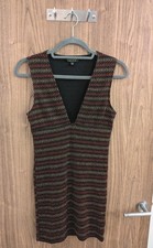 Topshop Red & Gold Metallised Fibres Party Xmas Dress UK 10