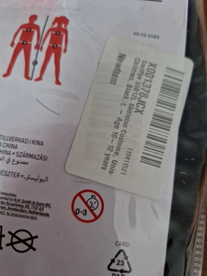 Smiffys Skeleton Fancy Dress Size Large Kids Age 10-12 - Image 3 of 4