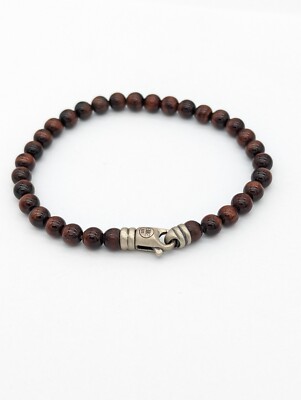 Herren Rot Tigerauge Perlen Armband Sterlingsilber Handarbeit Spiritueller Schmuck