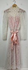 Gunne Sax Jessica McClintock Lace Dress With Pink Slip And Ribbon Belt Vintage