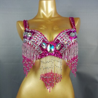 Beaded Sequins Belly Dance Costume Samba  Carnival Dance Top Bra 11 Colors